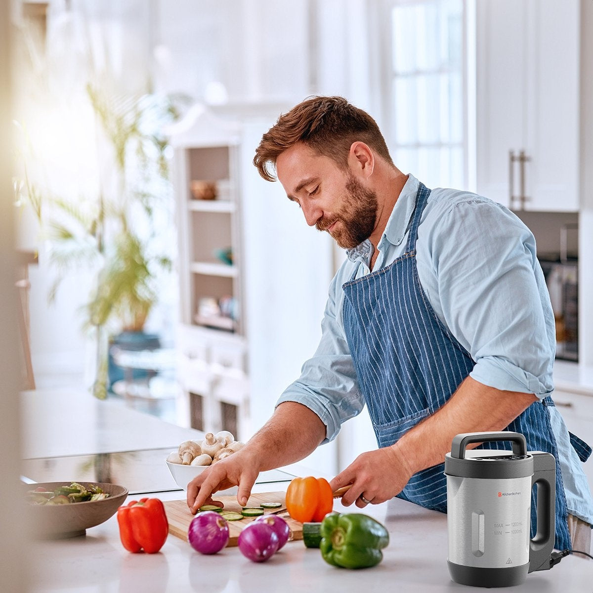 KitchenBrothers Soepmaker - Blender - tot 800W - 1.2L - RVS/Zwart