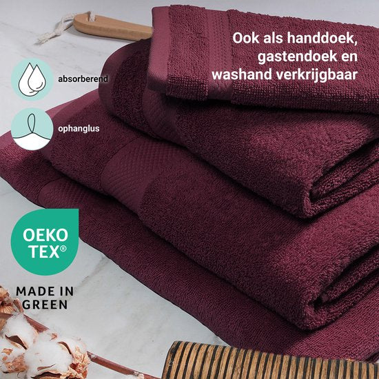 DoubleDry XL Handdoeken 70 x 140 - set van 6 - Hotel kwaliteit 500 g/m2 - 6x Bordeaux Rood