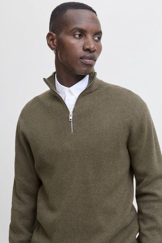 Jack & Jones Premium Gebreide Kwartrits Trui met Hoge Kraag - Ruime Fit - Maat XL