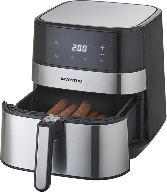 Inventum GF500HLD Airfryer XL - 5L - 8 programma's - 80-200 °C - Tot 5 personen - Zilver/Zwart