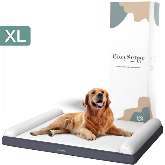CozySense® Orthopedisch Hondenkussen 100 X 70 cm - Maat XL - Waterdicht - Geschikt Als Benchkussen & Hondenbed - Wasbare Hoes - Wit