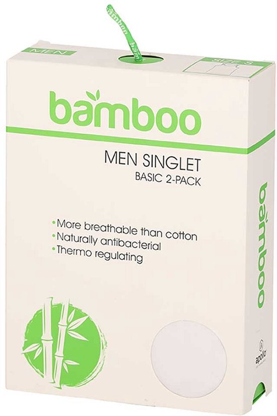 Bamboo - Hemden Heren - Onderhemd Heren - 2-pack - Wit - XXL - Tanktop Heren - Singlet Heren - Bamboe - Apollo