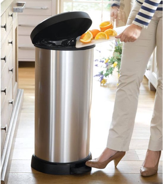 Curver Decobin - Prullenbak - 40 liter - Zilver Metallic