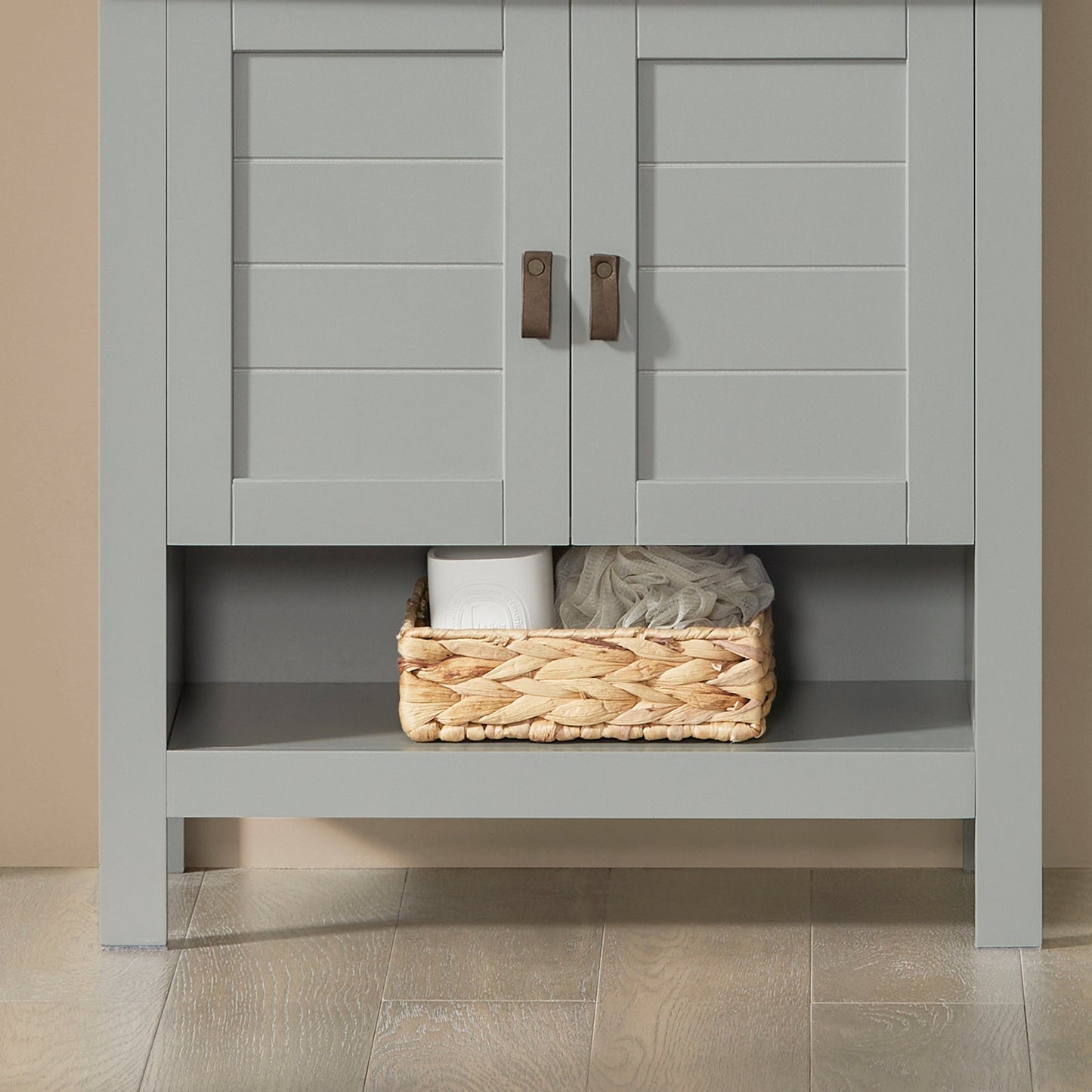 SoBuy Wastafel Onderkast BZR69-HG – 2 Deuren met Plank – 60x30x60 cm – Modern Grijs Badmeubel