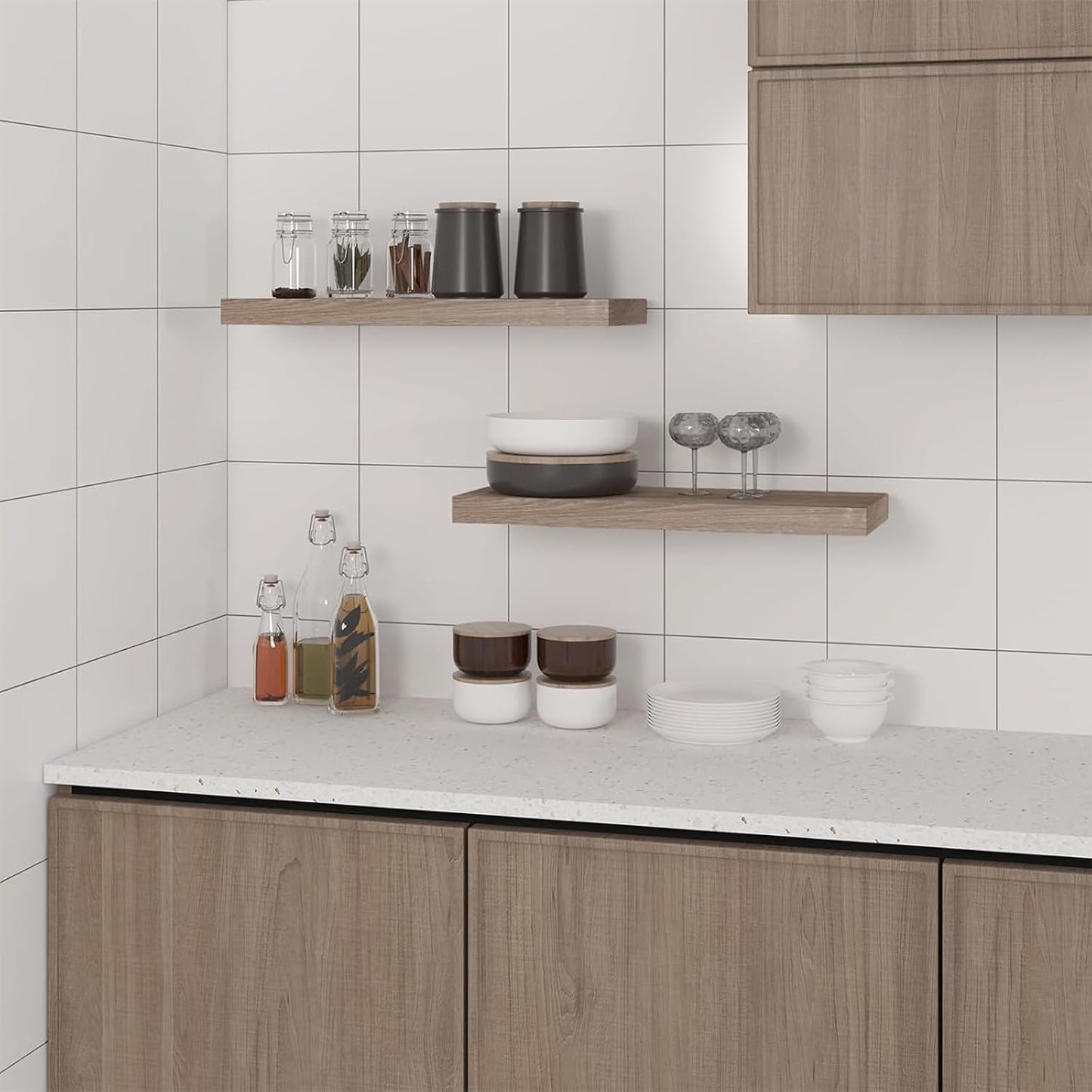 Eugad Wandplank Zwevend - Eiken - 120 x 22,9 x 3,8 cm - MDF Hout - Verborgen Wandmontage