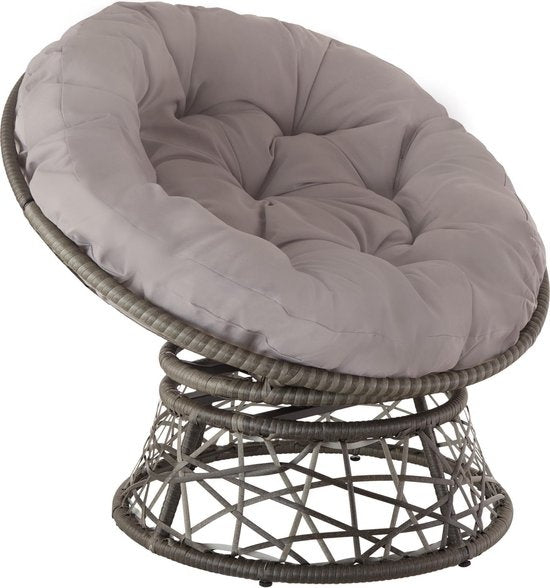 tectake® - Wicker papasan fauteuil Gargano - grijs - 403553 - poly-rattan