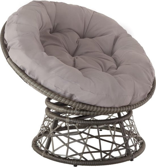 tectake® - Wicker papasan fauteuil Gargano - grijs - 403553 - poly-rattan
