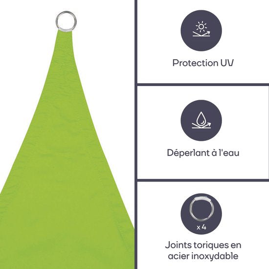 Perel Schaduwdoek - Waterafstotend - 13 m² - Polyester - 3.6 x 3.6m - Limoengroen
