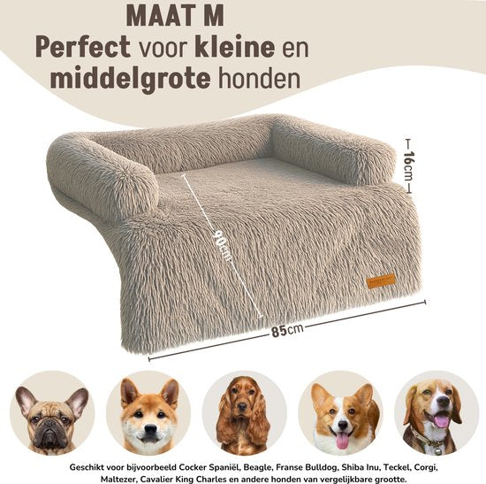By Cee Cee Origineel Hondendeken Bank – Hondenkleed Bank - Hondenmand - Premium - Volledig Afritsbaar - Mokka Taupe - 85x90 - Maat M