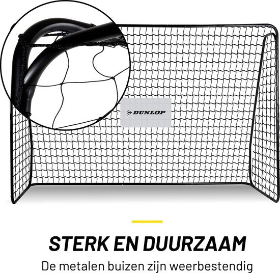 Dunlop Voetbaldoel - 300 x 205 x 120 cm - Buitenspeelgoed voor Kinderen en Volwassenen - Snelle Montage - Voetbal Training Doel - Metaal - Zwart