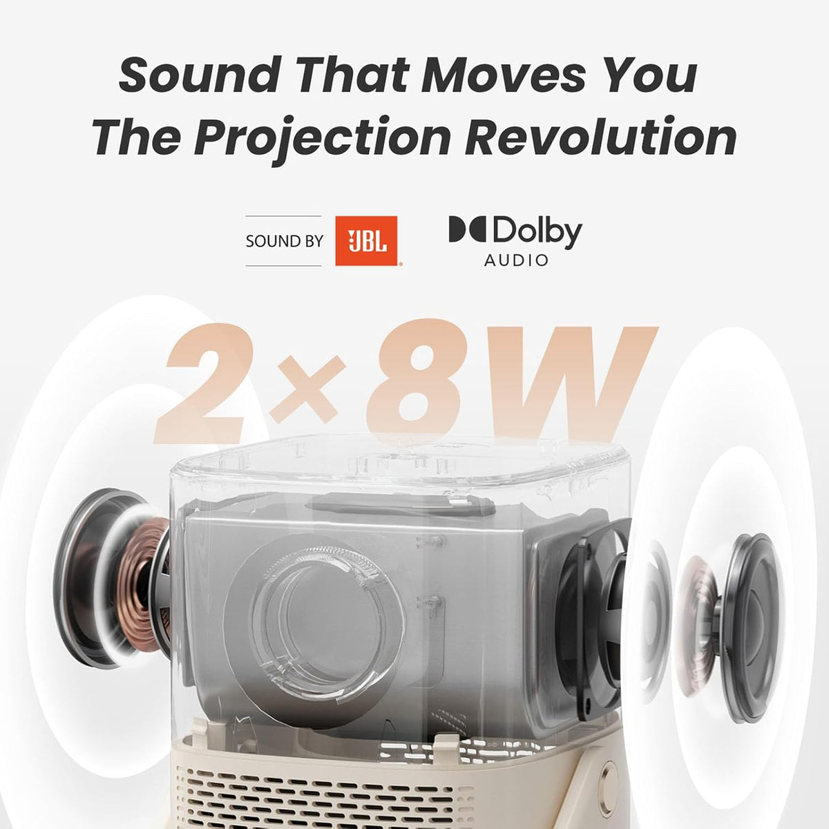 Yaber T2 Outdoor Projector - Native 1080P - WiFi 6 - JBL & Dolby Audio - Ingebouwde Batterij - Bluetooth