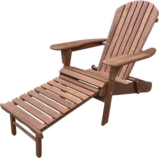 AXI Alexa Adirondack Stoel Coffee – Met Voetenbank - Houten loungestoel met armleuningen – Opklapbaar - Hoge rugleuning - Tuinstoel – 147 x 78,5 x 89 cm – FSC 100% Hemlockhout