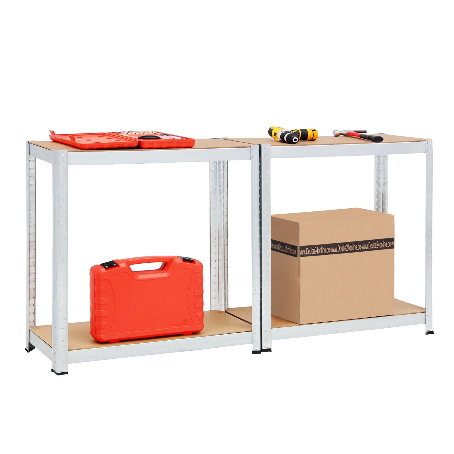 Monzana Opbergrekken - 2 Stuks & 8 MDF-Planken – tot 700kg Zilver