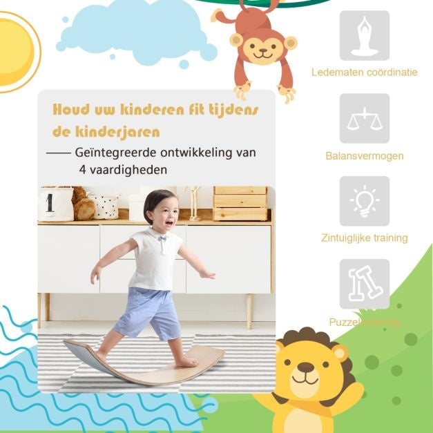 Coast Balansbord voor Kinderen - Hout - 90 x 39 x 19.5 cm