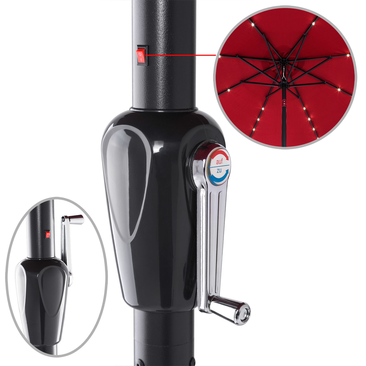 Kingsleeve Parasol - LED-Verlichting Zonne-energie - Ø270cm Rood