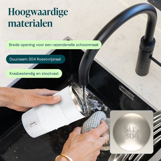 Castagnola Thermosbeker - Koffiebeker To Go - Travel Mug voor Koffie en Thee - Theebeker - 510 ML - RVS - Wit
