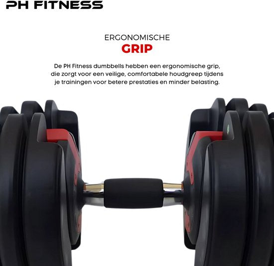 DH FitLife 2026 verstelbare dumbbell set - 2,5 tot 25 kg - 18 gewichtsstanden