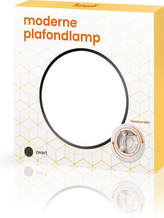 Goliving Plafondlamp – Plafonniere – Led – Extra Dun – 3 lichtkleuren– Slaapkamer – Badkamer – Woonkamer – Ø 23cm – Zwart