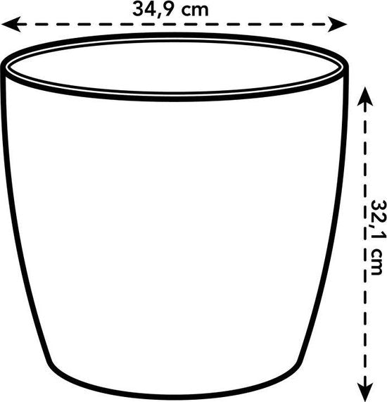Elho Brussels Rond Wielen 35 - Grote Bloempot voor Binnen - 100% Gerecycled Plastic - Ø 35 x H 33 cm - Wit