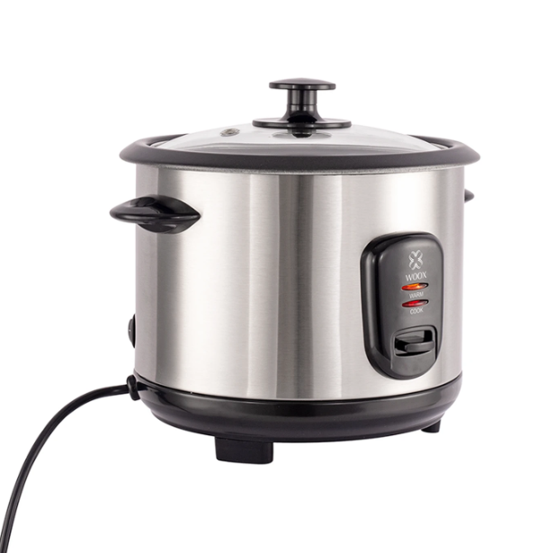 Woox Elektrische Rijstkoker 1 Liter - Zwart & RVS - Glazen Deksel