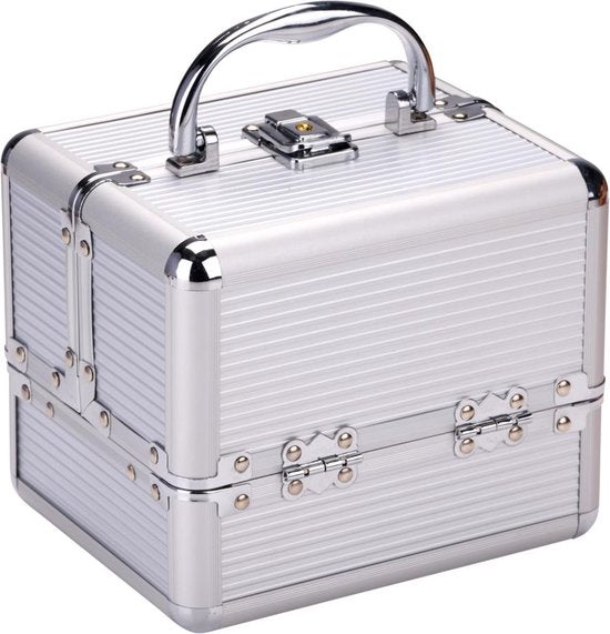 Touch Of Beauty Make Up Koffer Zilver - Cosmetica Organizer - met Handvat en Sleutelslot