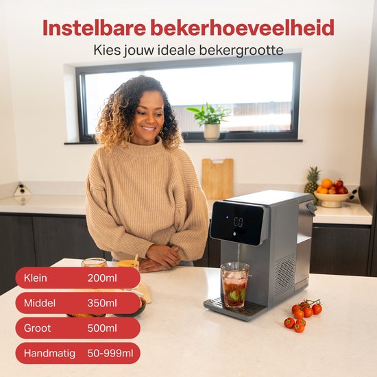 AoraKitchen Heetwaterdispenser - 4.5L - Kunststof - BPA vrij - 2500W - 36x18x33 cm - Grijs