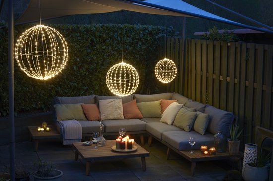 Luca Lighting Kerstverlichting Bal met Warm Witte LED Lampjes - Ø60 cm - Zwart