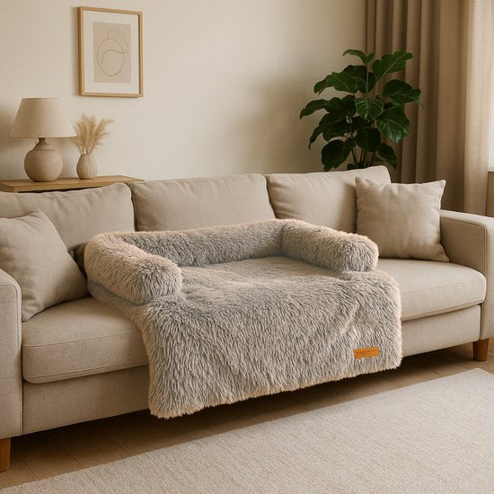 By Cee Cee – Hondendeken Voor Bank – 102 x 90 x 16 cm – Voorzien Van Volledig Afritsbare Hoes En Extra Stevige Zijranden – Voor Meubelbescherming – Mokka Polyester