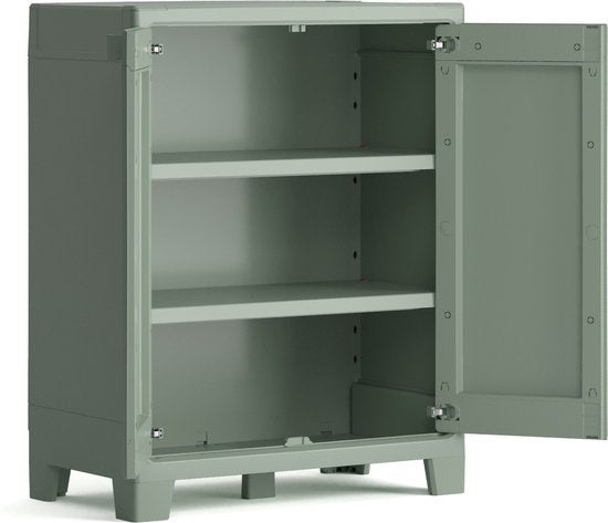 Keter Planet Outdoor Opbergkast laag - 1 plank - 44x80x100cm - Lichtgrijs/Zwart