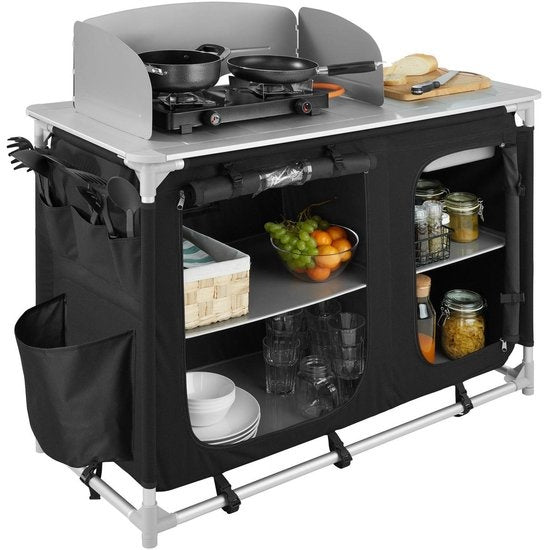 tectake - campingkeuken afm. 116 x 52 x 107 cm zwart - 403345