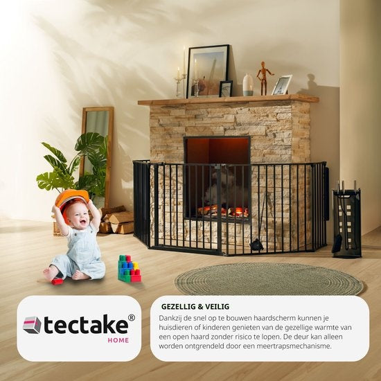 tectake® - Openhaardhek veiligheidshek haardscherm- Agni - 5 elementen - stabiel en veilig - 403569