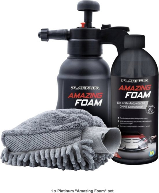 1000 ml. Platinum Amazing Foam + gratis -3000 ml. Platinum navulverpakking + gratis Platinum Fantastic Protect-glasverzegeling