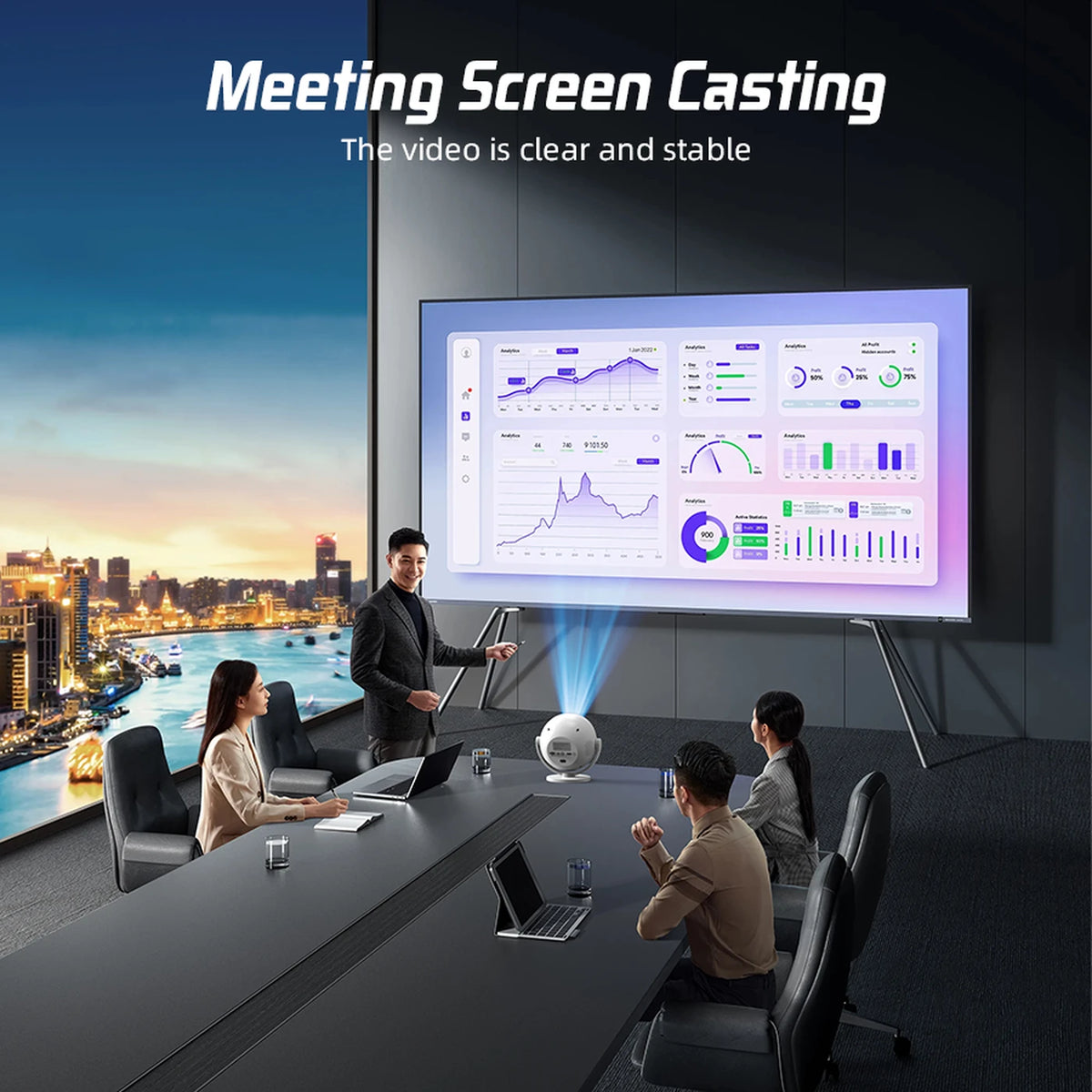 XBJ 360° Projector - Full HD 1080p - 4K Compatibel - 900 ANSI Lumen - 200 Inch Beeld - WiFi & Bluetooth