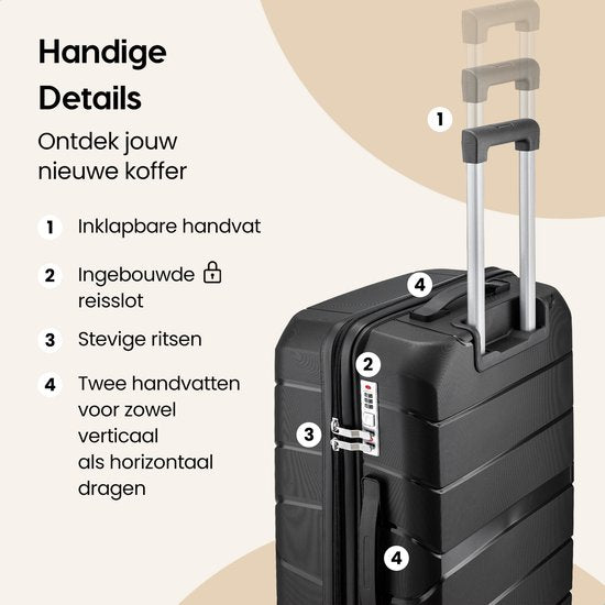 SC Urban Adventurer - Grote Reiskoffer - Cijferslot - 49x30x75cm - 110L - Reiskoffer met Kofferslot - Spinner wielen - Zwart V2