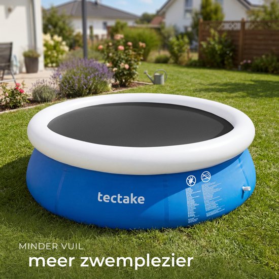 tectake® Zwembad Afdekzeil - Rond Ø 381 cm - Noppenfolie - Zwembadafdekking - Zonnefolie - Warmtefolie - Zwembadverwarming - Zelfdrijvend - Op maat te snijden - Zwart