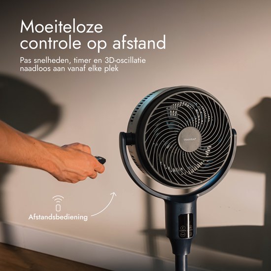 Bloomfold Breeze Ventilator - 108 cm - Midnight Blue - Touch Bediening - 3D Oscillatie - Timer - 9 Snelheidsstanden