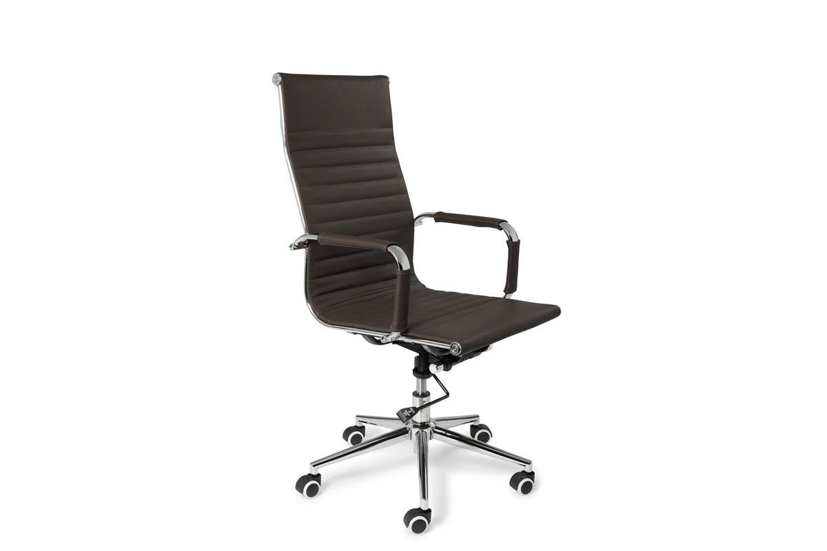 Lifa Living Bureaustoel Oxford - Armleuningen - tot 150 kg - 49-56 cm Zithoogte - Buffelleer Zitting - Metalen Frame - Donkergrijs