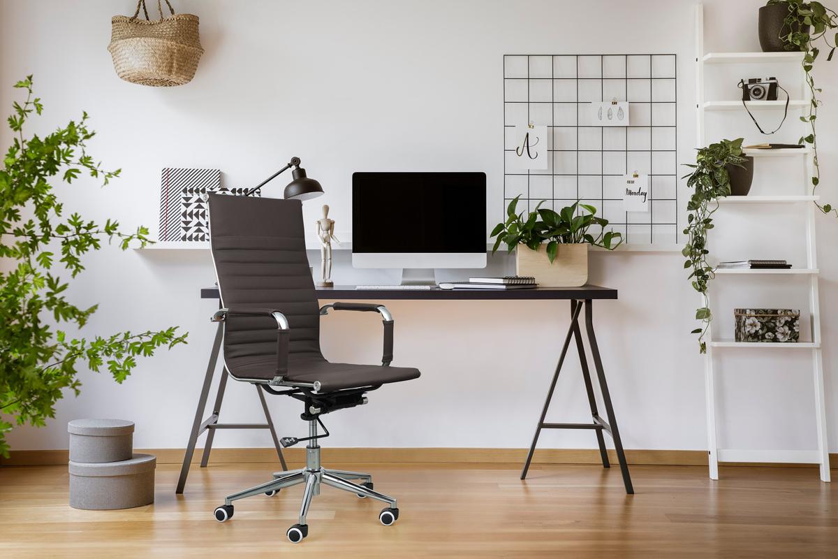 Lifa Living Bureaustoel Oxford - Armleuningen - tot 150 kg - 49-56 cm Zithoogte - Buffelleer Zitting - Metalen Frame - Donkergrijs