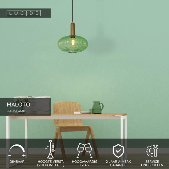 Lucide MALOTO - Hanglamp - Ø 30 cm - 1xE27 - Groen