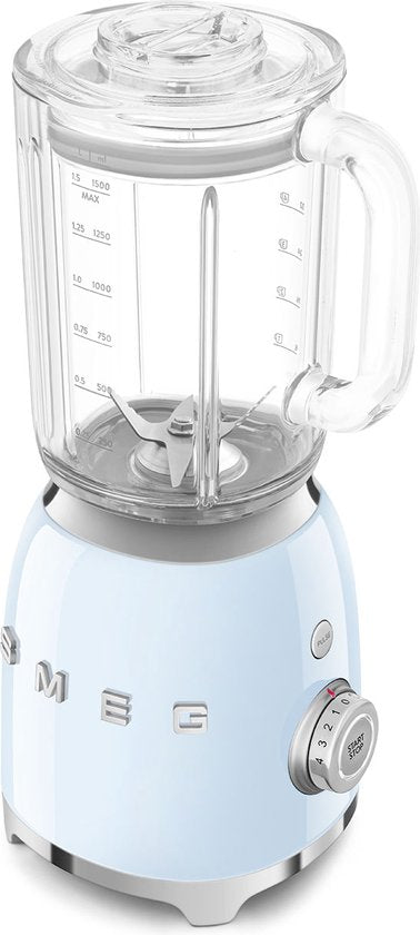 SMEG BLF03PBEU Blender - Smoothie Blender - 800W - 1,5L Tritan™ Kan - 4 Snelheden - Ice Crush & Smoothie Functie - '50s Style - Pastelblauw
