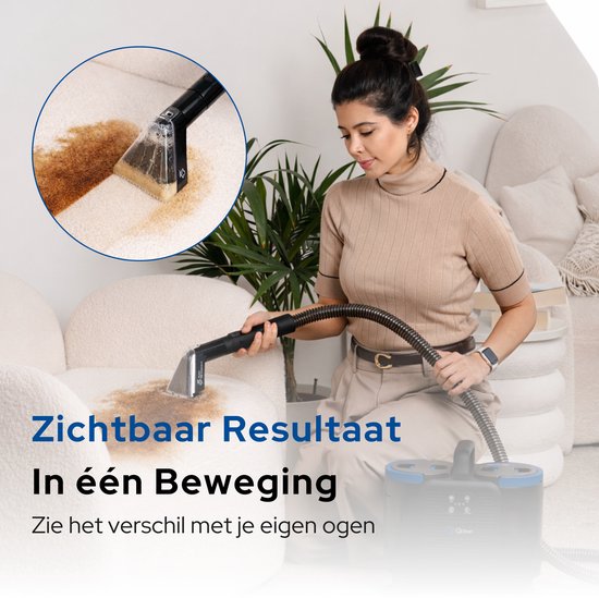Qclean® Tapijtreiniger - 4-in-1 Vlekkenreiniger & Stoomreiniger - 105°C Stoom - Zetelreiniger - Zelfreinigend - Incl. Schoonmaakmiddel