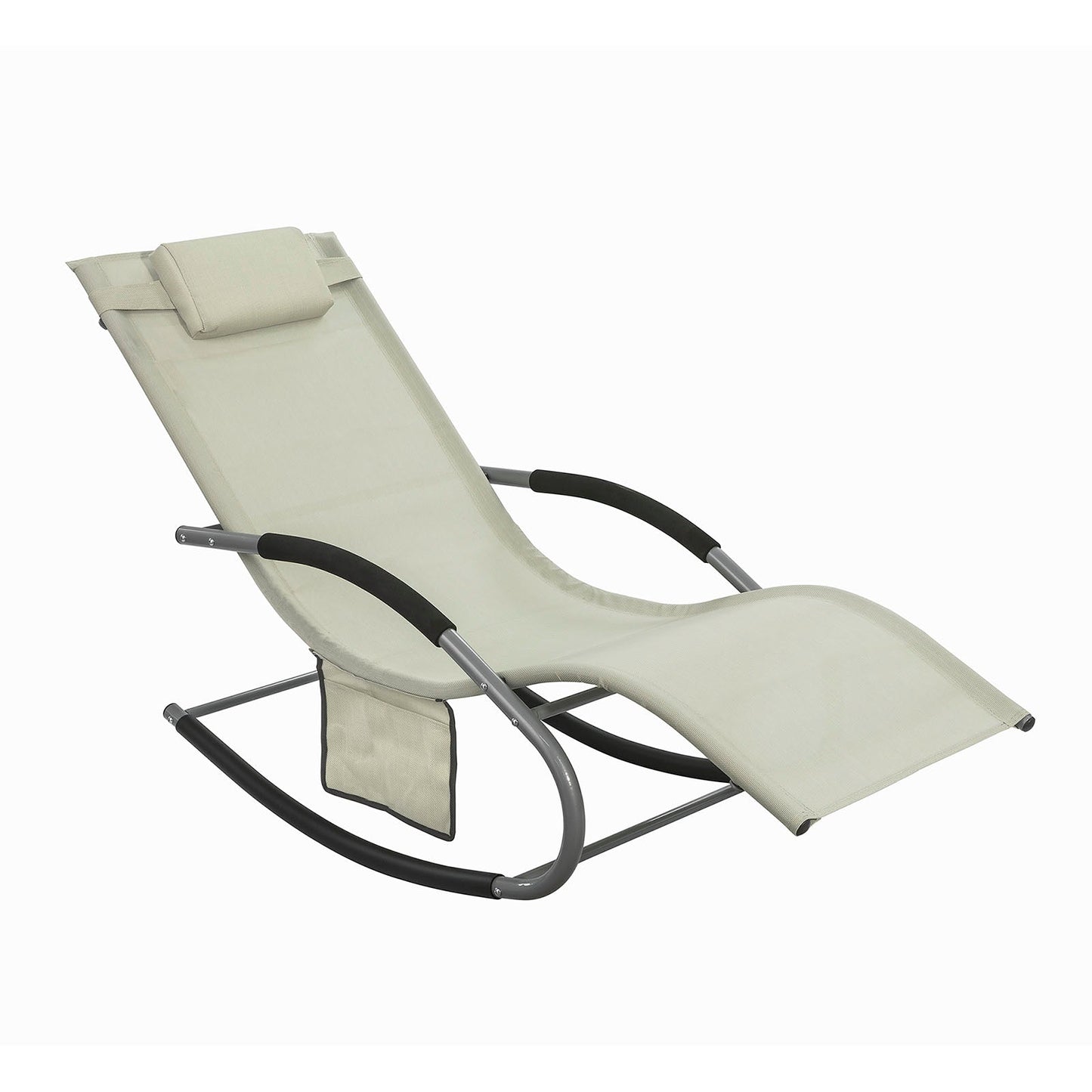 SoBuy OGS28-MI Ergonomische Ligstoel | Swingstoel | Schommelstoel | Beige | 143 x 57 x 85 cm
