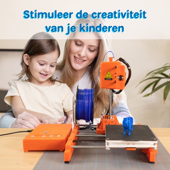3D&Print 3D Printer voor Beginners, Kinderen - Bouwpakket - Starterspakket voor Kinderen - Oranje