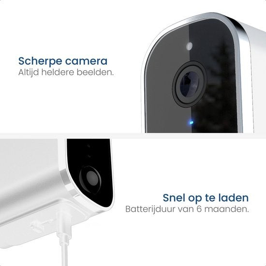 Gologi draadloze beveiligingscamera – oplaadbaar – Full HD nachtzicht & bewegingsdetectie – 12 x 5 x 8 cm – wit