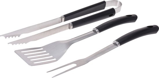 BBQ/barbecue gereedschap set 3-delig RVS - tang - vork - spatel