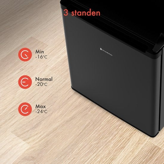 KitchenBrothers Mini Vriezer - 33L - Kleine Diepvries - Vrijstaand - Compact - Zwart