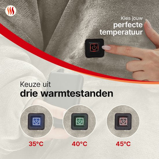 Seranova Verwarmde Hoodie Deken - Elektrische Snuggle Hoodie - Fleece Deken met mouwen - Unisex Verwarmde Trui - Zacht & Warm - Beige