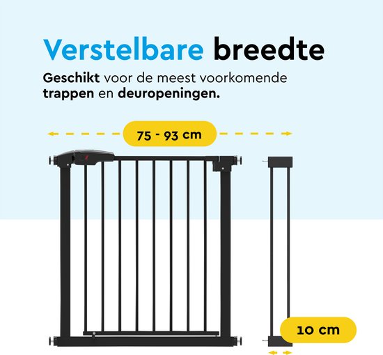 BRASQ Traphekje zonder Boren - Veiligheidshek - 75 t/m 93 cm - Verlengbaar - Klembevestiging - Metaal - Zwart
