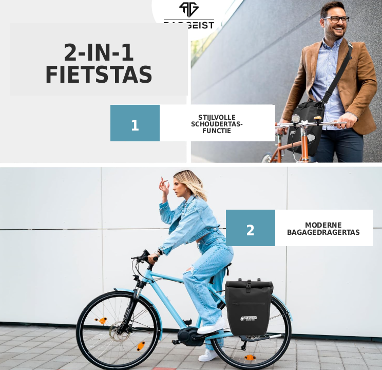Radgeist 2-in-1 fietstas en schoudertas - 20 liter - Geïsoleerd - Zwart