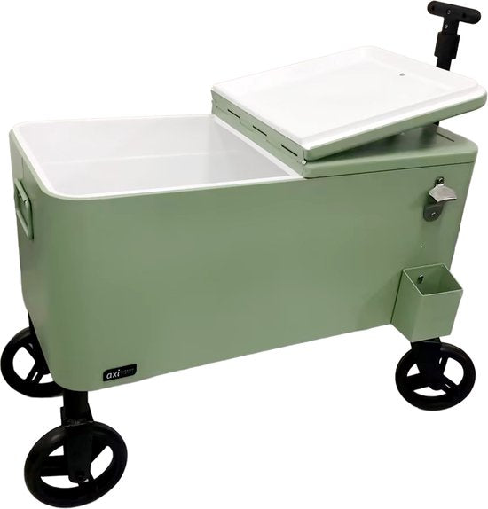 AXI Bolderwagen Cooler Go in Groen - Bolderkar - Koeler met wielen - 76L inhoud - Koelbox met aftapkraan